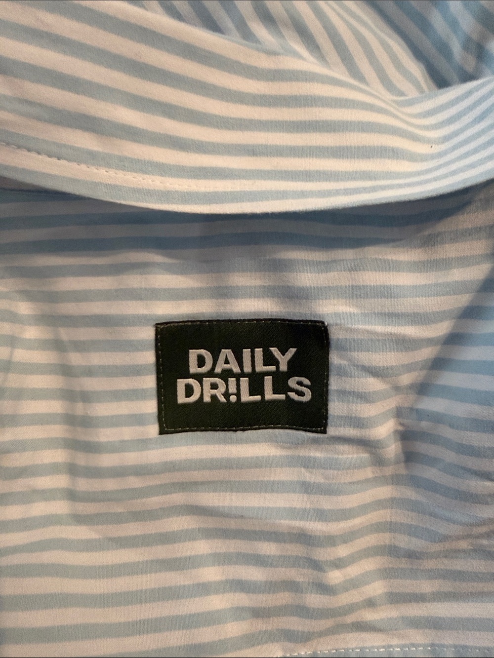 Daily Drills Light Blue and White Striped Shirt with Logo Patch - Picture 3 of 3